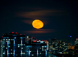 Появились фотографии восхода «сплющенной» луны над Рязанью